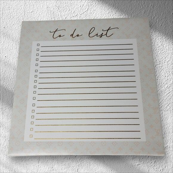 Oliver Gal To Do List Gold Fashion Wall Art Louis Vuitton Monogram Print Canvas - Picture 1 of 15